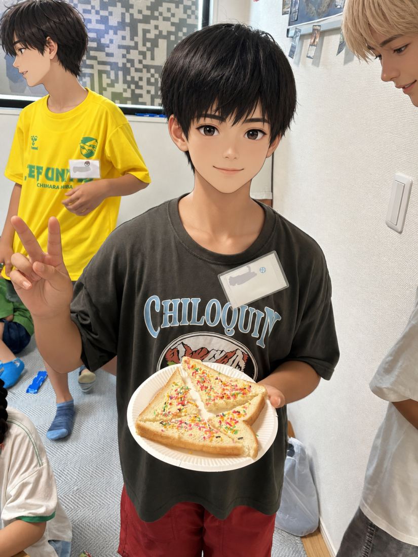 フェアリーブレッドを味わう生徒たち
