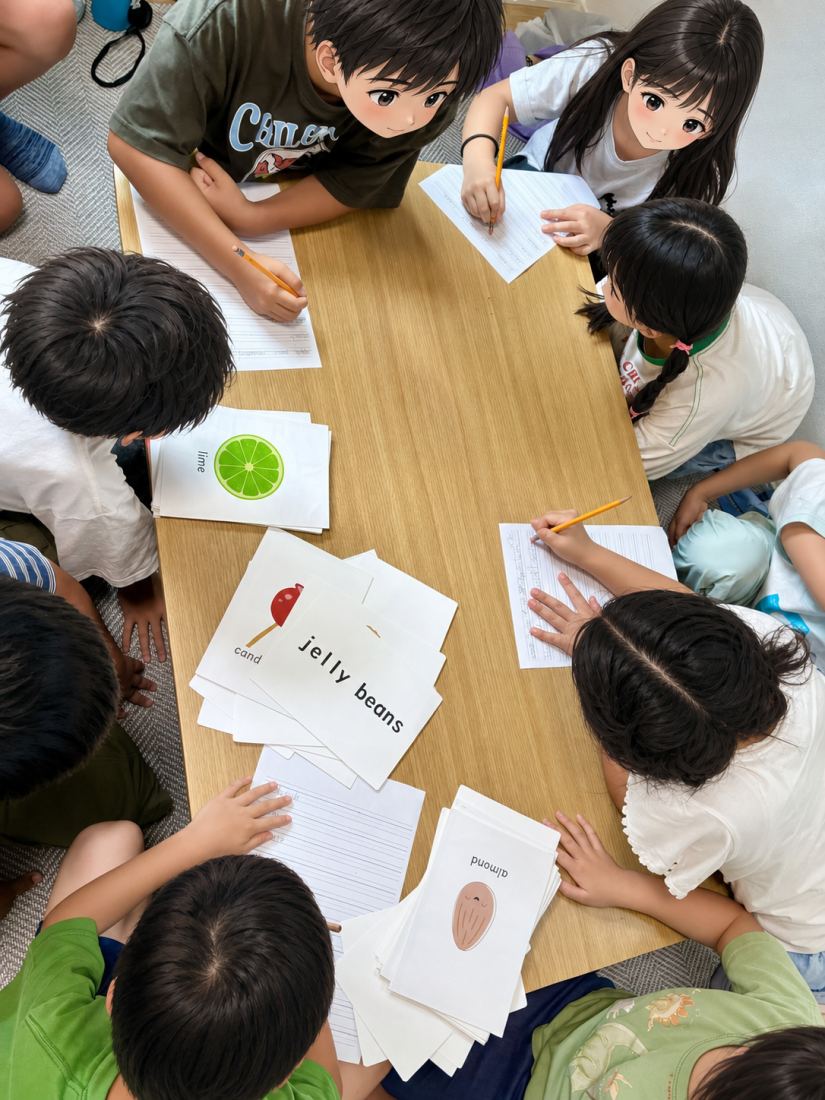 食べ物に関する英語を学ぶ生徒たち
